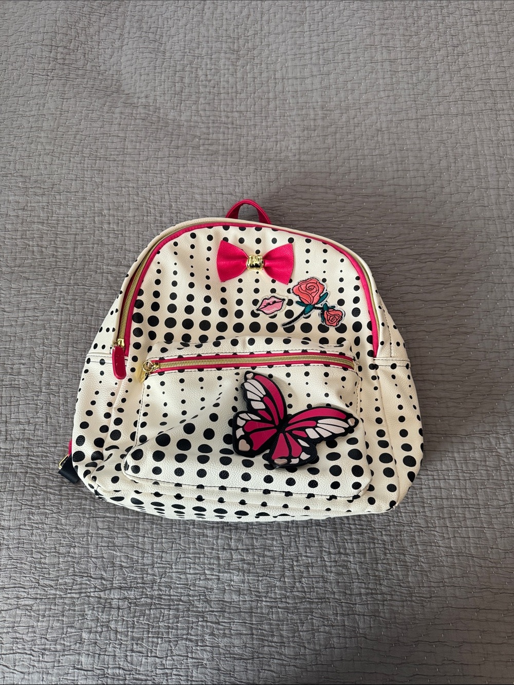 Betsey Johnson Polka Dot Flower Butterfly Backpack